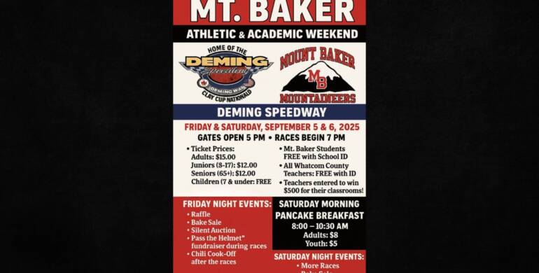September 5th-6th Mt Baker Athletic & Academic Weekend